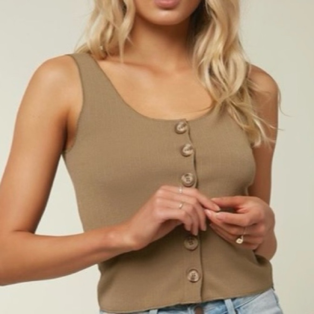 Olive/Brown Ribbed Tank Top